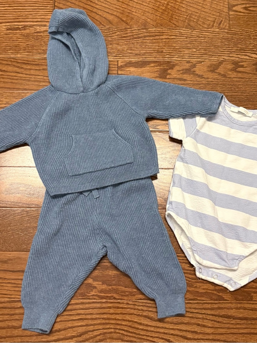 Zara Blue Ribbed Hoodie & Pants Kids Matching Set